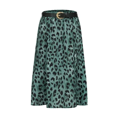 Abbildung von Cloud 5ive Crepe MIT LEO Print Inklusive GÜRTEL Alinienrock, Damen, Größe: XL, Green