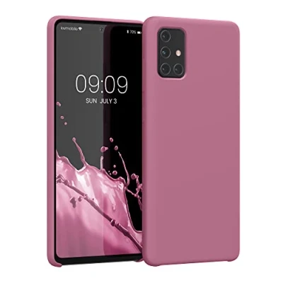 Abbildung von kwmobile Hülle kompatibel mit Samsung Galaxy A71 Silikon Handy Case Handyhülle weiche Oberfläche kabelloses Laden Dark Rose