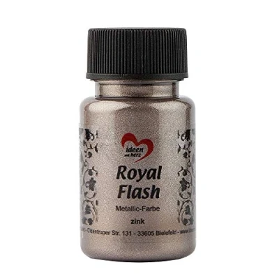 Abbildung von Ideen mit Herz Royal Flash, Acryl Farbe, metallic, feinsten Glitzerpartikeln, 50 ml (zink/taupe)