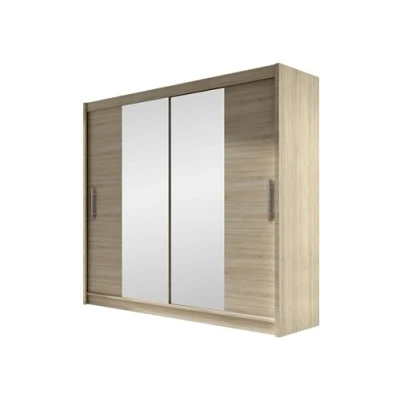 Abbildung von Mirjan24 Kleiderschrank London II mit Spiegel, Schiebetürenschrank, Schwebetürenschrank, Modernes Schlafzimmerschrank 180x215x58cm, Garderobe, Schlafzimmer (Sonoma Eiche)