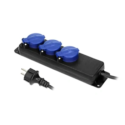 Abbildung von Miratic Mehrfachsteckdose Außen mit Schalter IP44 3 Steckdosen 2P+E IP44, Gummikabel, H05RR F 3x1,5mm² (5 m)
