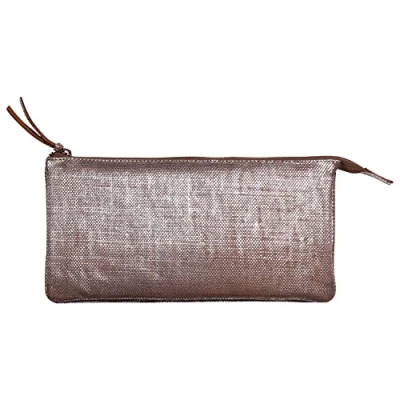 Abbildung von Clairefontaine 410050C Schlampermäppchen KLEO PATHRA, flach mit 2 Fächern, aus Lammleder, 22 x 11cm, 1 Stück, Silber