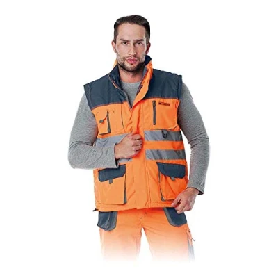 Abbildung von Leber &amp; Hollman Herren Arbeitsweste LH FMNW V, gefüttert, 100% Polyester 35 270 g/m2, Futter Polyester, Hochkragen, vorne Reißverschluss und Klettverschluss, Reflexionsstreifen