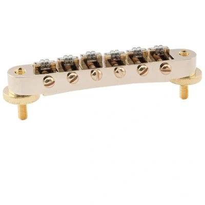 Abbildung von Musiclily Pro 10,4mm Gitarre Roller Sattel Bridge ABR 1 Tune O Matic Steg mit M4 Bolzen für Les Paul LP Style E Gitarre, Gold