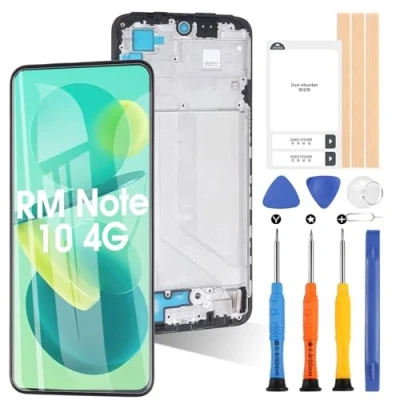 Abbildung von ARSSLY Bildschirm für Xiaomi Redmi Note 10 4G/Note 10s 4G M2101K7AI M2101K7AG 6,43 Zoll LCD Display Touchscreen Digitalisierendes Glas mit Werkzeug (Schwarz Rahmen)