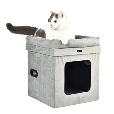 Abbildung von Amazon Basics Faltbares Katzenhaus, 38 x 43 cm, Grau