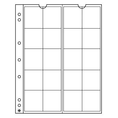 Abbildung von Leuchtturm, Numis, Blätter (4 Ringe) für Münzen Ø 34 mm. (20 Stk.) Transparent Abm: 193x217 pro 5 Stk.