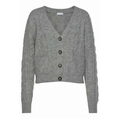 Abbildung von Lascana Strickjacke, Damen, Größe: 32/34, Grau meliert