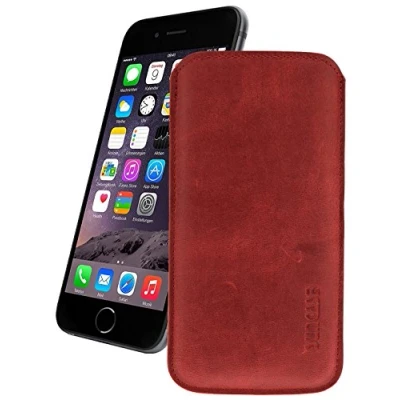 Abbildung von Suncase iPhone 8 / 7 6s 6 (4.7 Zoll) Leder Etui *Ultra Slim* Tasche Handytasche Original Ledertasche Schutzhülle Case Hülle (mit Rückzuglasche) antik rot