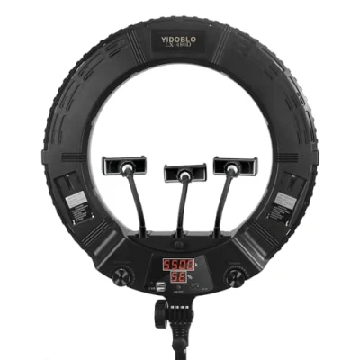 Abbildung von Yidoblo LX 480D 18 Zoll Digitalanzeige 3200K 5500K LED Ringlicht mit 3 Hot Shoe Anschlüssen Fernbedienung,Stativständer,Telefonhalter,Tragetasche für YouTube TikTok Makeup