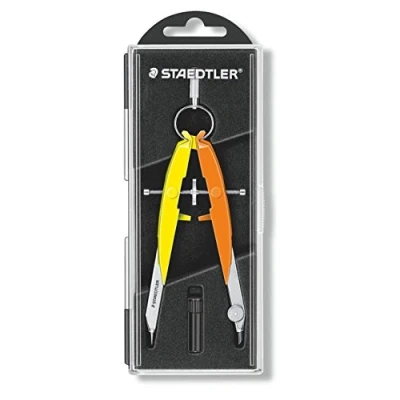 Abbildung von STAEDTLER Mars Comfort Zirkel, Geometriezirkel, Etui mit Klappdeckel, neon gelb orange, 556 00 N3
