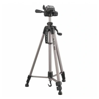 Abbildung von Cullmann 52118 Alpha 1800 Stativ Mobile m. Smartphonehalter (Auszugshöhe 140 cm, Packmaß 56 mit 3 Wege Kopf, max. Tragkraft 2 kg, Gewicht 900 g), Silber
