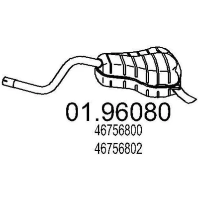 Abbildung von MTS 01.96080 Endschalldämpfer 1000 FIAT: Punto II Schrägheck, Idea, LANCIA: Ypsilon II, Musa