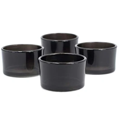 Abbildung von Creativery Teelichtgläser klein 51x33 mm Set 4 Stück Teelichthalter Glas Farbauswahl: schwarz 030