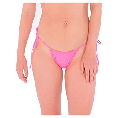 Abbildung von Hurley Damen Solid Revo Cheeky Tie Side Bikini Bottoms, Rosa Guava, XS