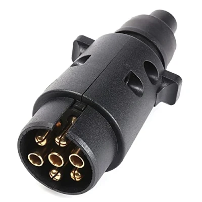 Abbildung von SPARKMOTO 7 poliger Anhänger Stecker,mit Wasserfester Dichtung, nach ISO 1724,12V Wasserdicht polige Anhängerstecker für PKW LKW AutoAnhänger,7 Pin Hänger Stecker,7 Stecker(Gummi Kappe)