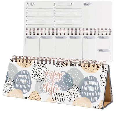 Abbildung von SIGEL JP101 Wochenplaner undatiert, Tischkalender ohne Datum, 100 g/m², Hardcover, 53 Wochen, 124 Seiten, Apricot Inspiration, aus nachhaltigem Papier, Jolie