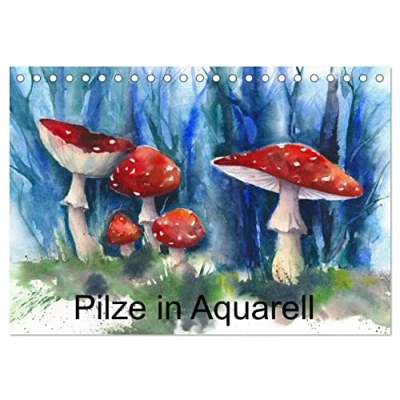 Abbildung von Pilze in Aquarell (Tischkalender 2025 DIN A5 quer), CALVENDO Monatskalender