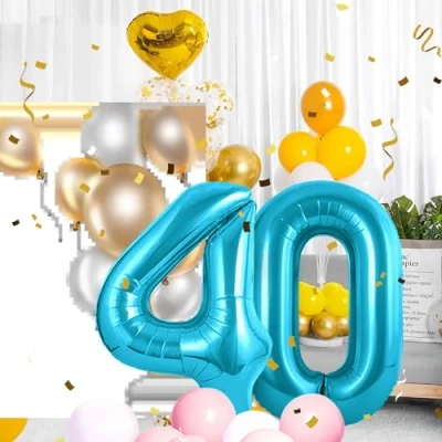 Abbildung von Zahlen luftballon 40 jahre Blau Folienballon 40&quot;40 Geburtstagsdeko Ballon Zahl Deko zum Geburtstag fliegt mit Helium 40.Geburtstag für Männer Frauen 40.Geburtstagsparty Jubiläum