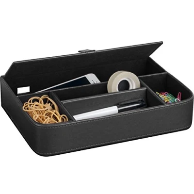 Abbildung von Pavo 8002474 Premium Multifunktionale PU Leder Schreibtisch Organizer, schwarz