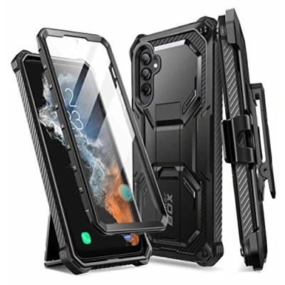 Abbildung von i Blason Armorbox Hülle für Samsung Galaxy A54 Outdoor Handyhülle Bumper Case 360 Grad Schutzhülle mit integriertem Displayschutz, Ständer und Gürtelclip (Schwarz)