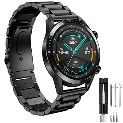 Abbildung von Kompatibel mit Huawei Watch GT2 Armband 46mm, GT, GT 3, Pro, GT3 2e, 3 22mm Edelstahl Ersatzband