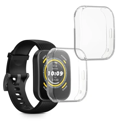 Abbildung von kwmobile 2X Schutzhülle kompatibel mit Huami Amazfit Bip 5 Hülle Fullbody Cover Set aus Silikon Transparent