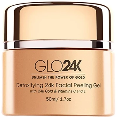 Abbildung von GLO24K Gesichtspeeling Gel mit 24 Karat Gold, Antialterung Formel Vitaminen C und E