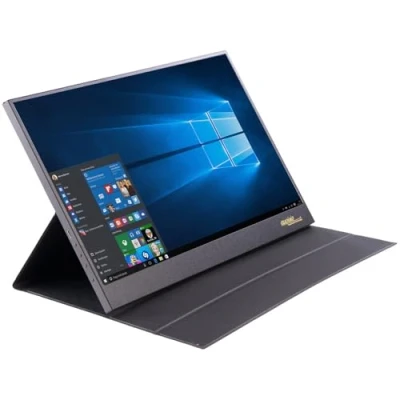 Abbildung von auvisio Mobiler Bildschirm: IPS Monitor, 4K UHD, 39,6 cm (15,6&quot;), USB C, Micro &amp; HDMI (Zusatzmonitor, LED tragbarer DVD Player)