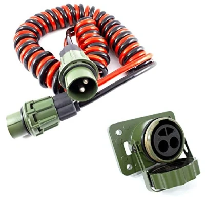 Abbildung von Easy Link NATO Spiralkabel Wendelkabel 24V 2pin 2x35mm2 4M + Stecker Anwendung LKW.