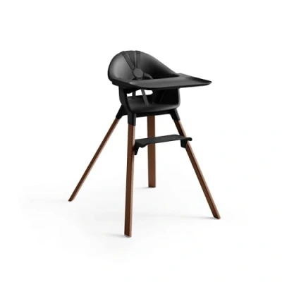 Abbildung von Stokke Clikk Hochstuhl, Black/Warm Brown Rundum Paket mit Tray &amp; Sicherheitsgurt Leicht, robust reisefreundlich Ergonomisch verstellbaren Funktionen Ideal für 6 36 Monate oder bis 15 kg