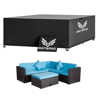 Abbildung von PATWING Gartenmöbel Abdeckung,600D Oxford Gewebe Abdeckhauben für Möbelsets,asserdicht,Winddicht,UV Beständiges Abdeckung Winterfest Sitzgruppe Gartentisc (270*180*89cm)