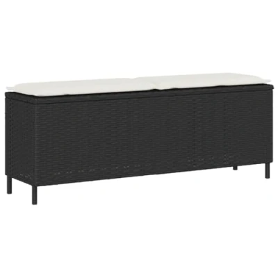 Abbildung von vidaXL Gartenbank mit Kissen Schwarz 110x30x40,5 cm Poly Rattan, Terrassenbank, Außenbank, Garten Sitzbank, Outdoor Bank, Sitzbank Terrasse