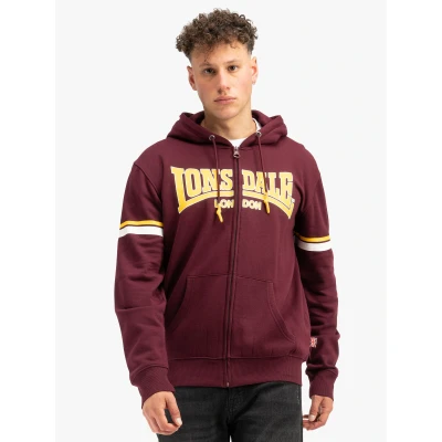 Abbildung von Lonsdale Herren Kapuzensweatjacke mit Reißverschluss Normale Passform DARFIELD Oxblood/Yellow/White M