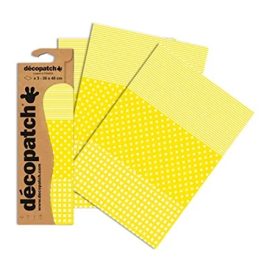 Abbildung von Decopatch Papier No. 545 (gelb Punktkaro weiß, 395 x 298 mm) 3er Pack