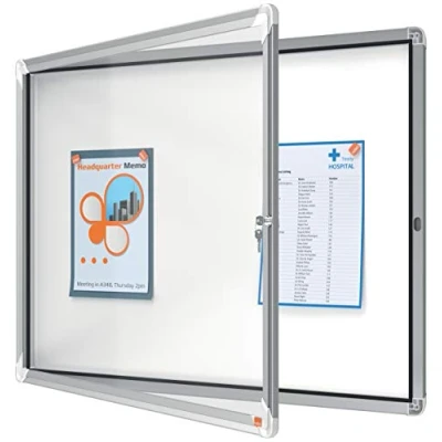 Abbildung von Nobo abschließbarer Schaukasten mit magnetischer Notiztafel, Ideal für den Außenbereich, 8 x A4, Premium Plus, Weiß, 1902579