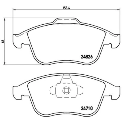 Abbildung von BREMBO P 68 052 Bremsbelagsatz exkl. Verschleißwarnkontakt mit Kolbenclip ohne Zubehör RENAULT: GRAND SCENIC 3