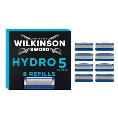 Abbildung von Wilkinson Sword Hydro 5 Rasierer für Männer, 8 Ersatzklingen, Feuchtigkeitsspendende Gel Pools und umklappbarer Trimmer