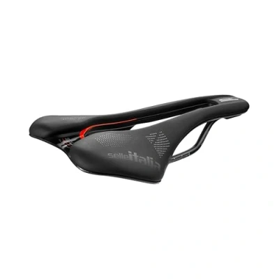 Abbildung von Selle Italia SLR Boost KC TM Superflow Fahrradsattel mit klassischem Design, bequemer Rennradsattel aus Gel und Loch, Chrom Mangan Rahmen Größe L3, Schwarz/Rot