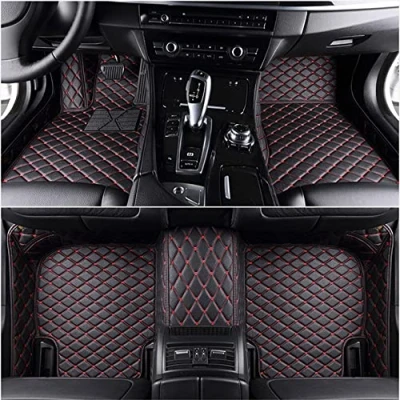 Abbildung von Auto FußMatten FüR Volkswagen VW Tiguan 2. Gen/Tiguan Allspace 2016 2017 2018 2019 2020 2021 2022 2023, Leder Vollabdeckung Wasserdichtes Rutschfeste Teppichschutzmatte Innenraum Set ZubehöR
