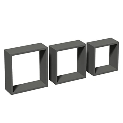Abbildung von Velano Modulfächer Wandregal Komplettset, Schweberegal, Hängeregal, Regalsysteme 3 Stück, 27/24/21 cm, Grau 3er Set Regale für Küche, Badezimmer, Wohnzimmer, Schlafzimmer FSS