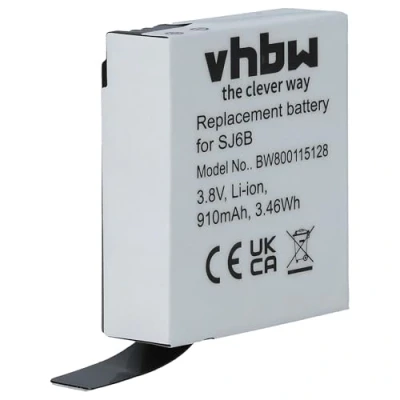Abbildung von vhbw 1x Akku kompatibel mit Sjcam SJ6 Legend Videokamera Camcorder (910 mAh, 3,8 V, Li Ion)