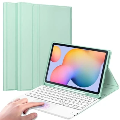Abbildung von Fintie Tastatur Hülle für Samsung Galaxy Tab S6 Lite 10,4 Zoll 2024/2022/2020 Tablet mit Magnetisch Abnehmbarer Deutscher und Touchpad Keyboard, Mint