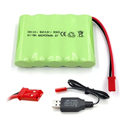 Abbildung von Gecoty® 6V 2400mAh Wiederaufladbarer NI MH AA Akkupack mit Ladekabel (JST Stecker)