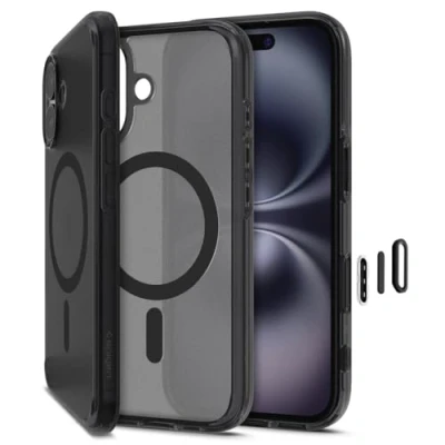 Abbildung von Spigen für iPhone 16 Camera Control Button Kamerasteuerung Aktivierte Hülle Ultra Hybrid T MagFit, Kompatibel mit MagSafe Zubehör Frost Black