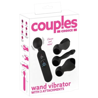 Abbildung von Massagestab „wand vibrator with 3 Attachments“ mit Aufsätzen