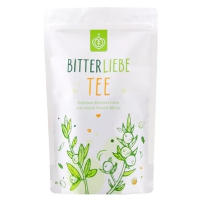 Abbildung von BitterLiebe® Kräutertee lose 100g mit der Kraft Bitterstoffe I Bitterkräuter, Löwenzahn, Tausendgüldenkraut, Fenchel, Pfefferminz ca. 60 Tassen
