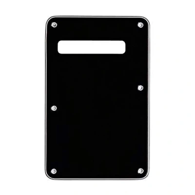 Abbildung von Musiclily 6 Löcher Strat Tremoloabdeckung Back Plate für Fender USA/Mexican Standard Stratocaster Modern Style E Gitarre,3 lagig Schwarz