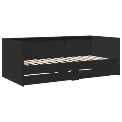 Abbildung von vidaXL Bett, Tagesbett mit Schubladen Schwarz 100x200 cm Holzwerkstoff