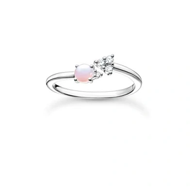 Abbildung von THOMAS SABO Damen Ring Pfeil opalfarbener Stein rosa schimmernd 925 Sterlingsilber TR2345 166 7